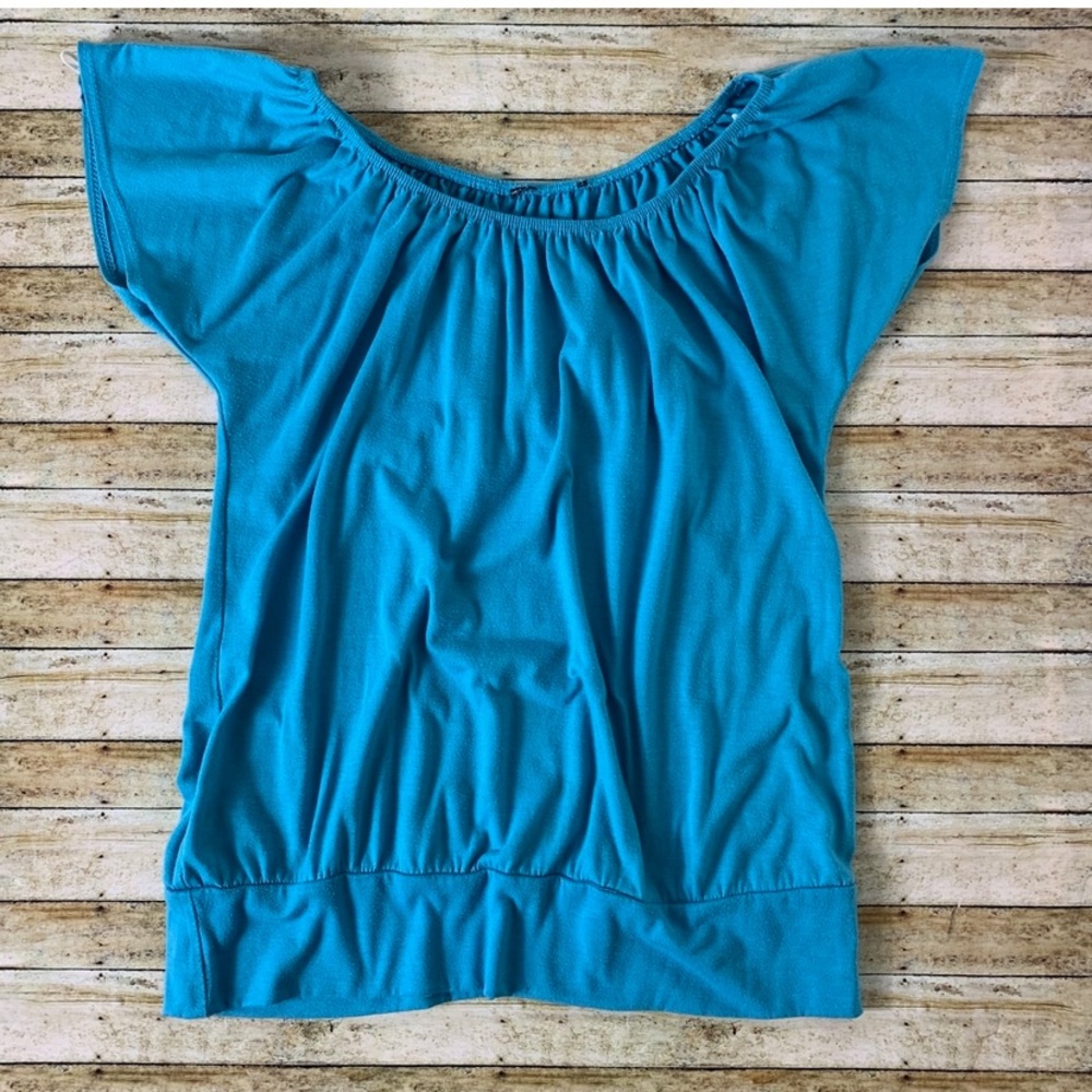 blue scoop neck